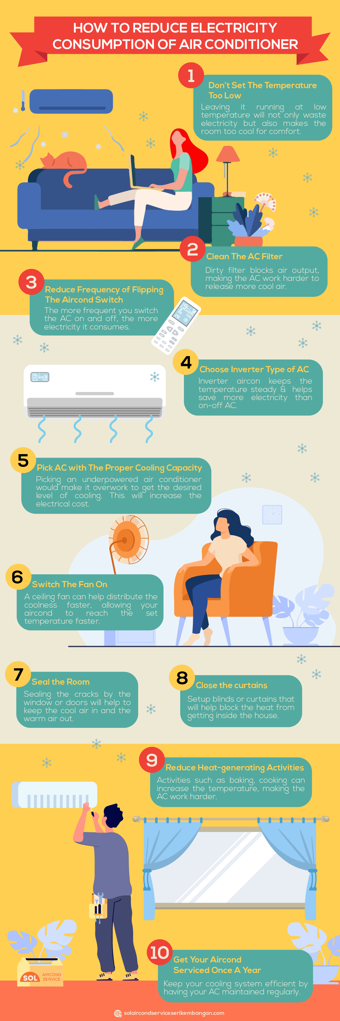 how to reduce electricity consumption of air conditioner infographic